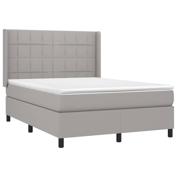 Ramsäng med madrass ljusgrå 140x190 cm tyg