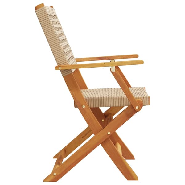 Hopfällbara trädgårdsstolar 4 st beige konstrotting/massivt trä
