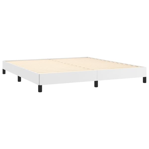 Ramsäng med madrass vit 180x200 cm konstläder