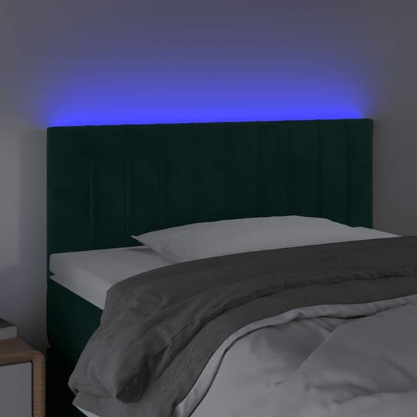 Sänggavel LED mörkgrön 80x5x78/88 cm sammet