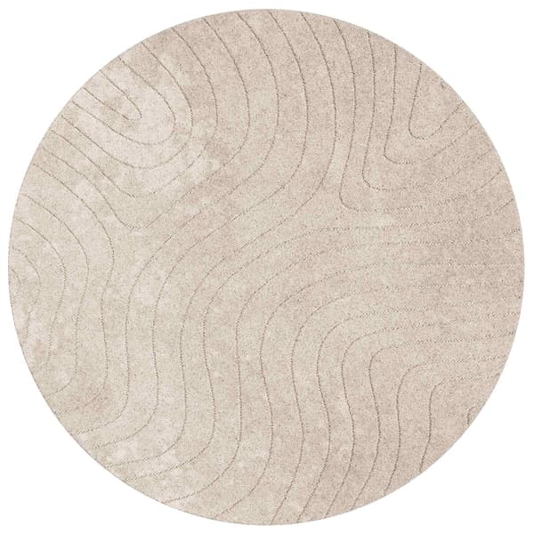 Områdesmattor Rund PALMERAS Beige Ø 120 CM Polyester
