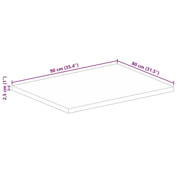 Bordsskiva 90x80x2,5 cm rektangulär massivt mango-trä