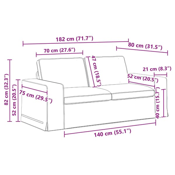 Soffset 2 pcs Taupe 182 x 80 x 82 cm tyg