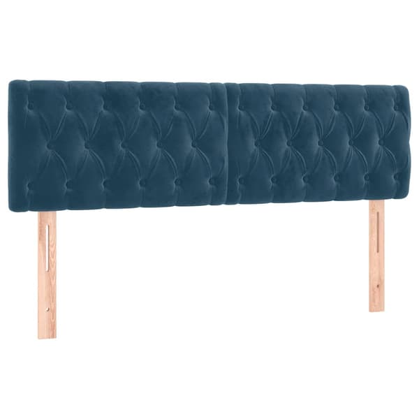 Sänggavel LED mörkblå 160x7x78/88 cm sammet