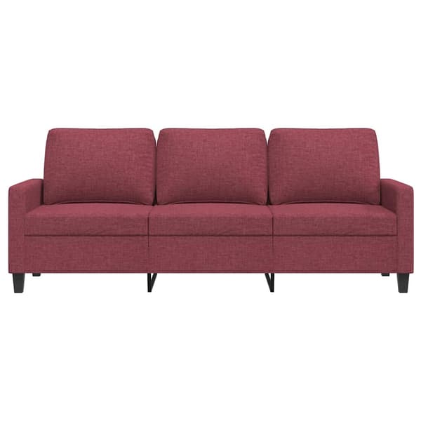 3-sitssoffa vinröd 180 cm tyg