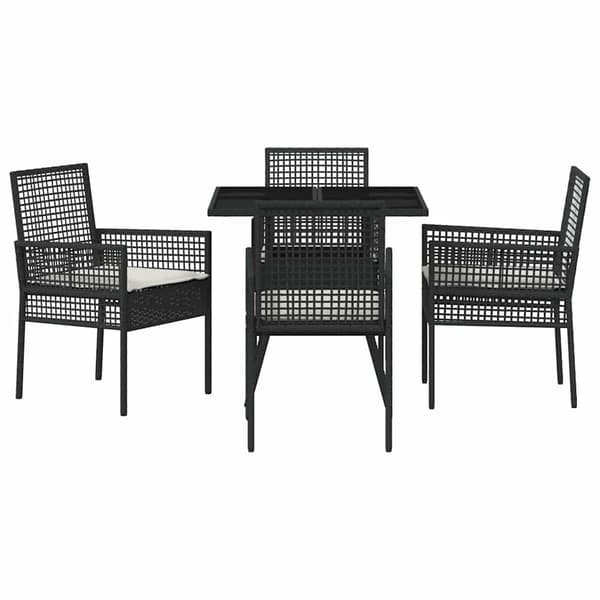 Trädgårdsmöbelset 5 pcs Svart konstrotting