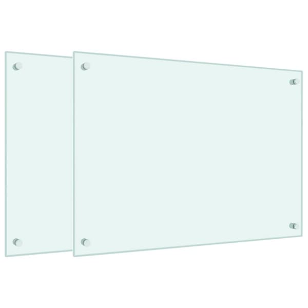 Stänkskydd 2 st vit 70x50 cm härdat glas