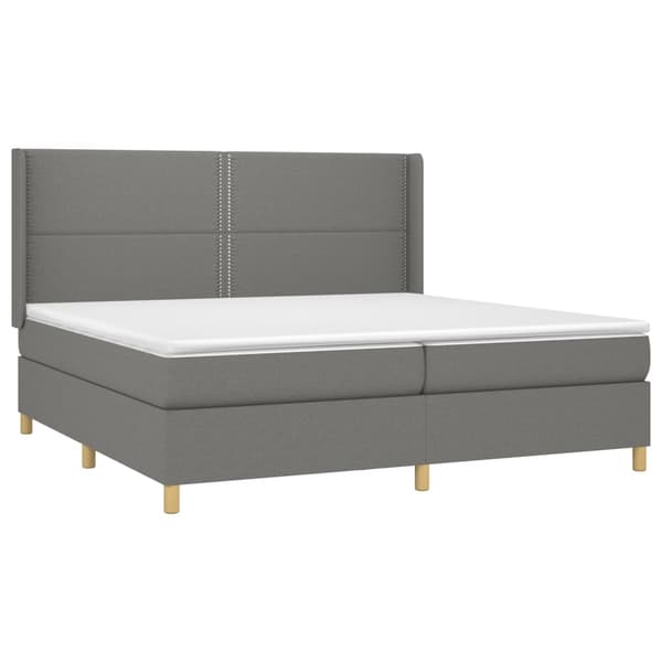 Ramsäng med madrass & LED grå 200x200 cm tyg