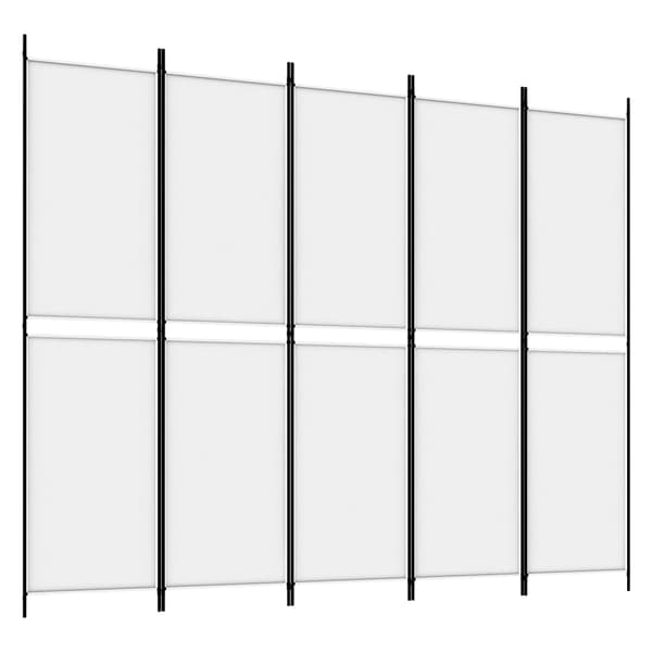 Rumsavdelare 5 paneler vit 250x200 cm tyg