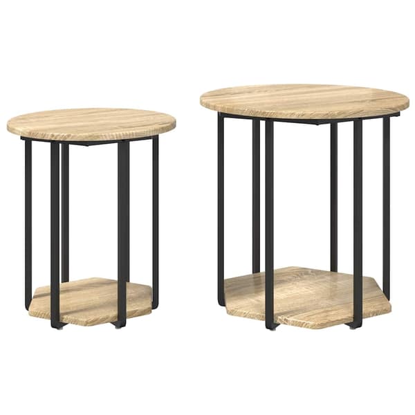 Sidobordsset med hylla 2 pcs Brun