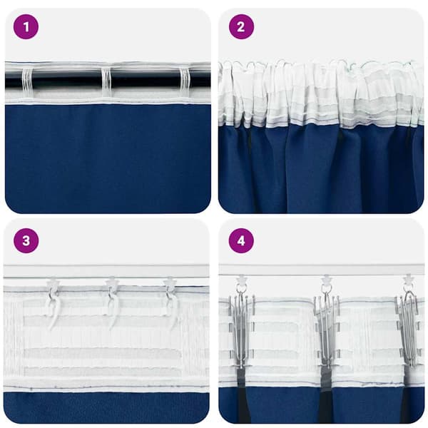 Mörkläggningsgardiner med Ringar 2 pcs Mörkblå 175 x 140 cm