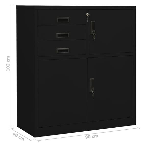Dokumentskåp svart 90x40x102 cm stål