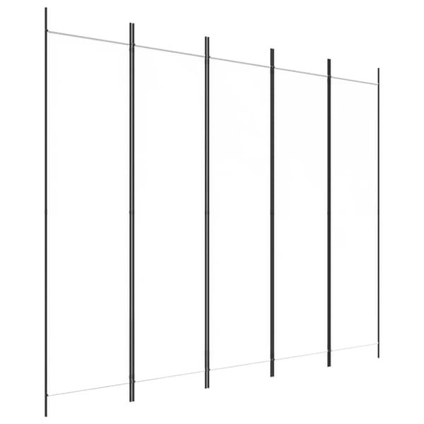 Rumsavdelare 5 paneler vit 250x200 cm tyg