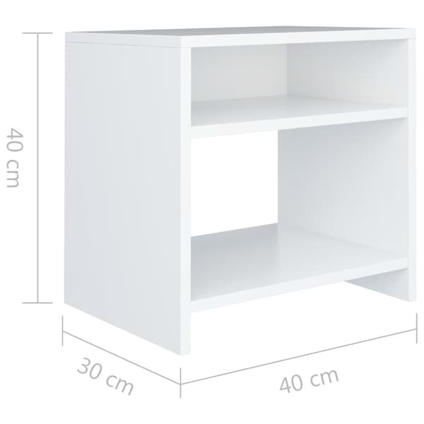 Sängbord 2 st vit 40x30x40 cm konstruerat trä