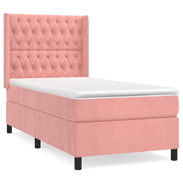 Ramsäng med madrass rosa 90x200 cm sammet