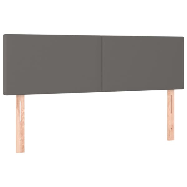 Ramsäng med madrass & LED grå 140x190 cm konstläder