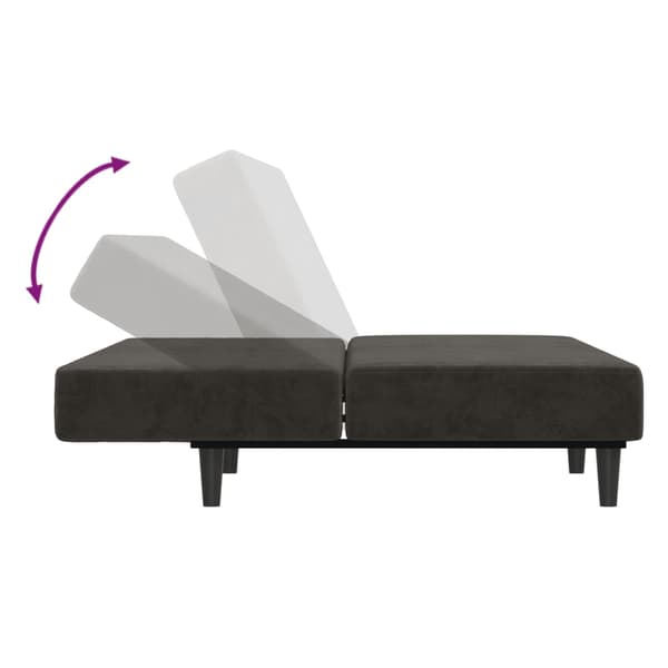 Bäddsoffa 2-sits mörkgrå sammet