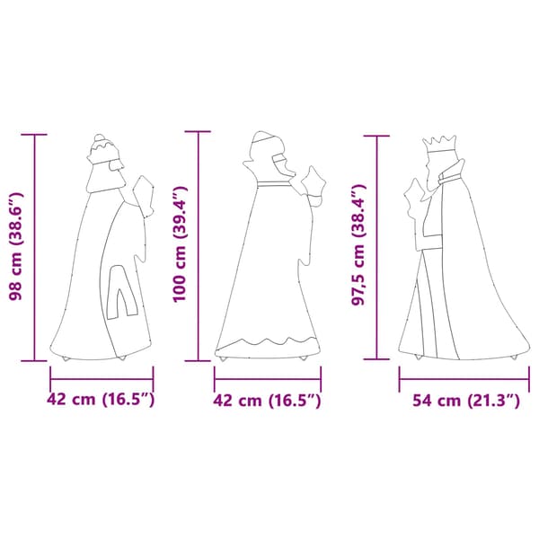 3 vise männens julbelysning 3 st Varmvit 105 cm tyg LED-lampor