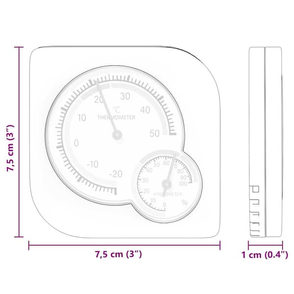 Termo Hygrometer Vit 7,5 x 7,5 x 1,2 cm ABS