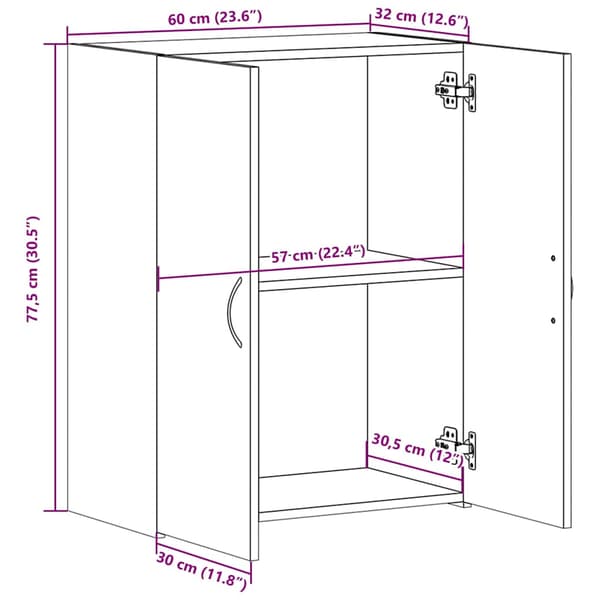 Dokumentskåp vit 60x32x77,5 cm konstruerat trä