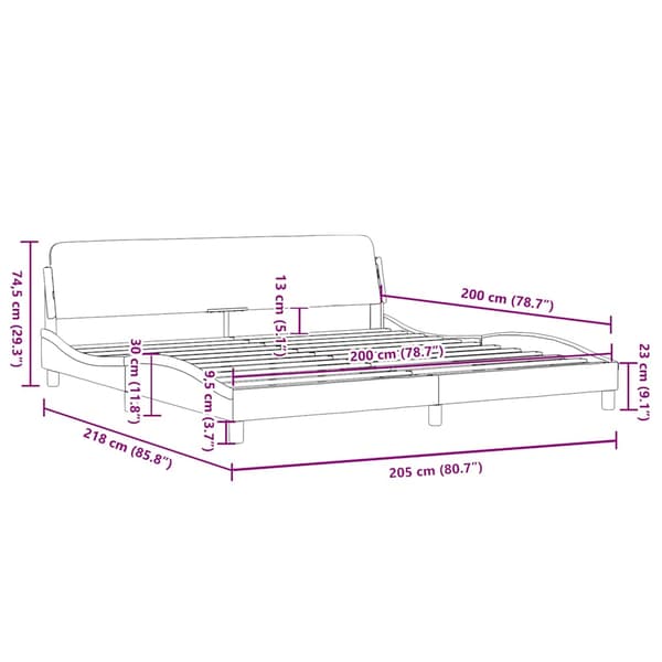 Bed Frame "Dover" Black 200x200 cm Fabric