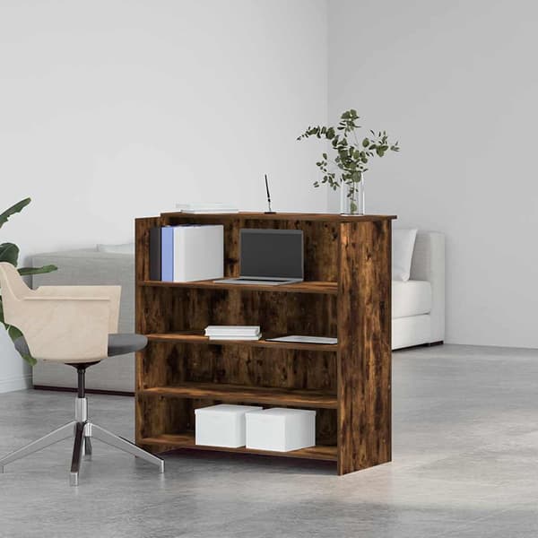 Receptionsdisk rökfärgad ek 100x50x103,5 cm konstruerat trä