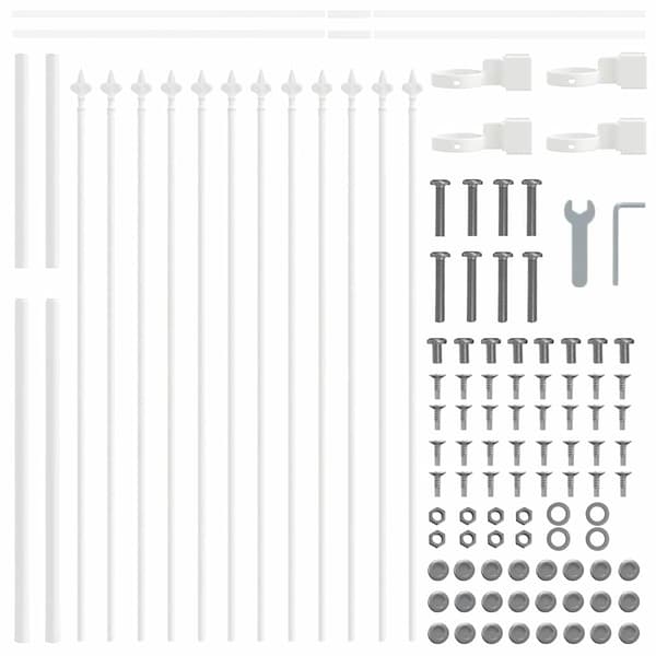 Trädgårdsstängsel 3 pcs Vit 5,1 x 1,2 m Pulverlackerad stål