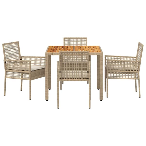 Trädgårdsmöbelset 5 pcs Beige konstrotting