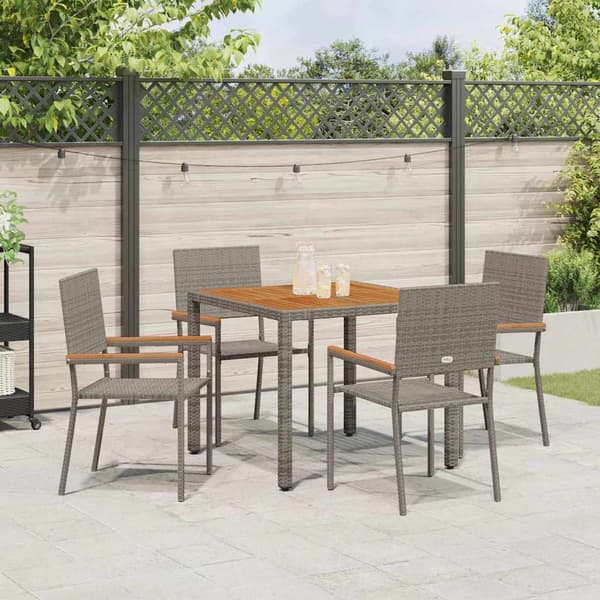 Trädgårdsmöbelset 5 pcs Grå konstrotting