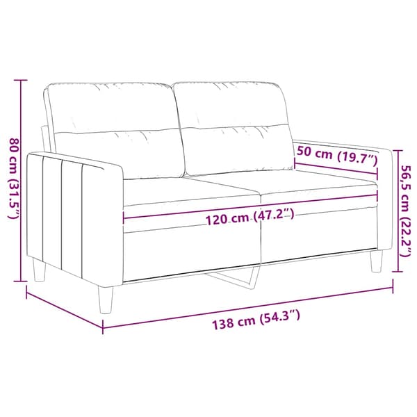 2-sitssoffa ljusgrå Svart 120 cm tyg