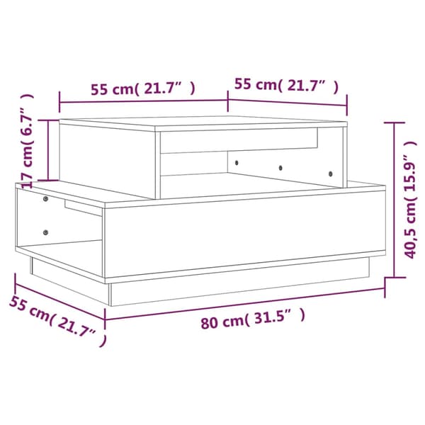 Soffbord vit 80x55x40,5 cm massiv furu