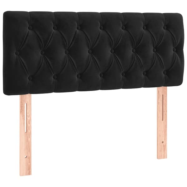 Ramsäng med madrass svart 90x190 cm sammet