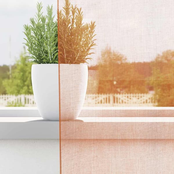 Voile gardiner med stångfickor 2 st terrakotta