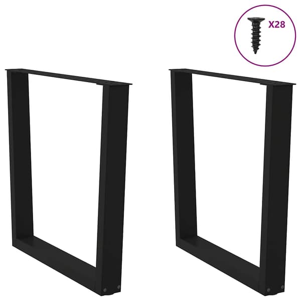 Matbordsben V-formade 2 st svarta 80x(72-73,3) cm stål
