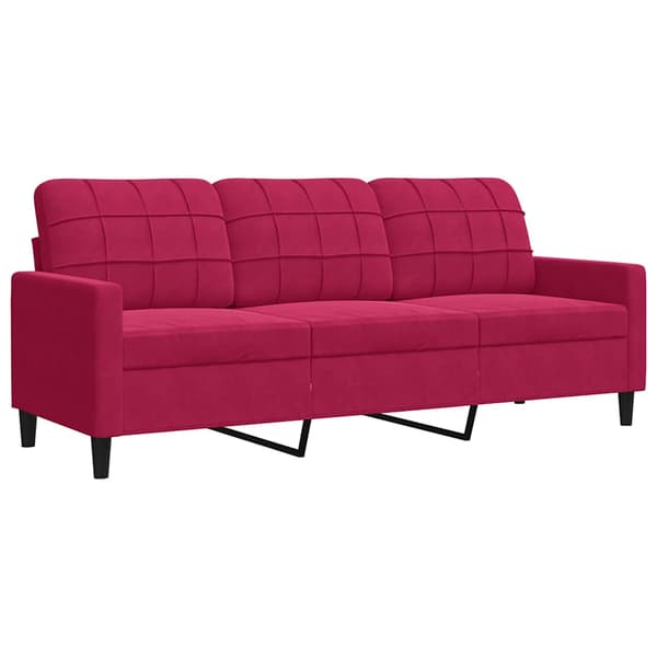3-sitssoffa vinröd 180 cm sammet