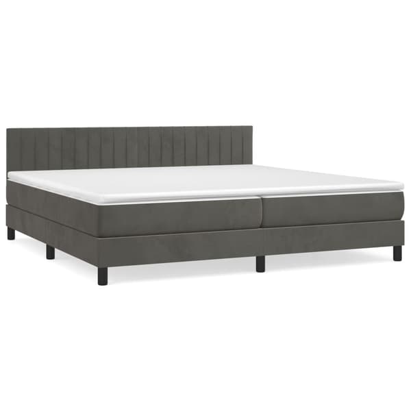 Ramsäng med madrass mörkgrå 200x200 cm sammet