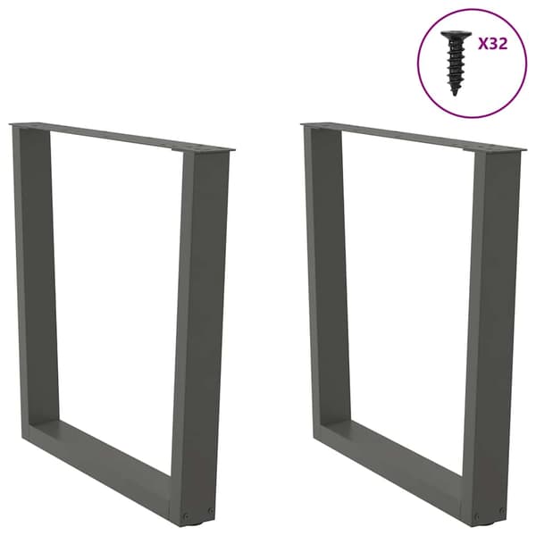 Matbordsben V-formade 2 st antracit 90x(72-73,3) cm stål