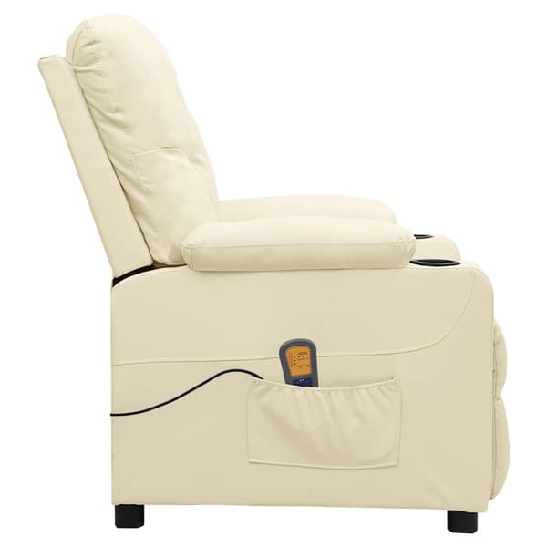 Massagefåtölj gräddvit konstläder