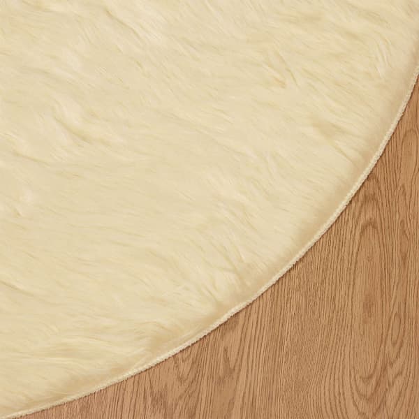 Fuskfäll matta TAFALLA Gräddvit Ø 120 cm Polyester