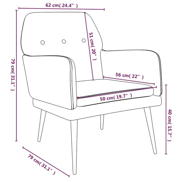 Loungestol gräddvit 62x79x79 cm sammet