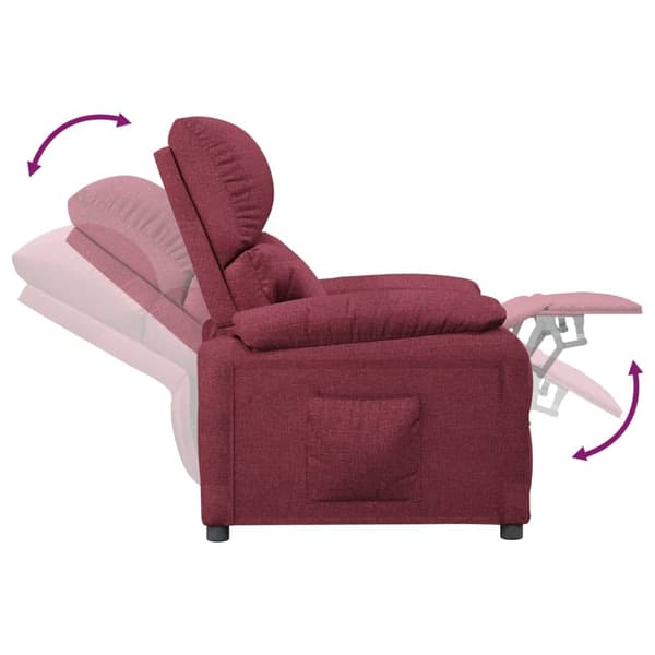 Reclinerfåtölj vinröd tyg