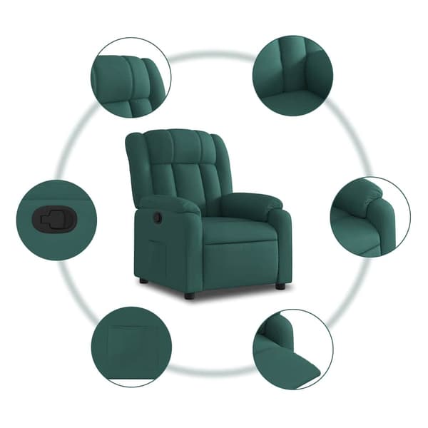 Reclinerfåtölj mörkgrön tyg