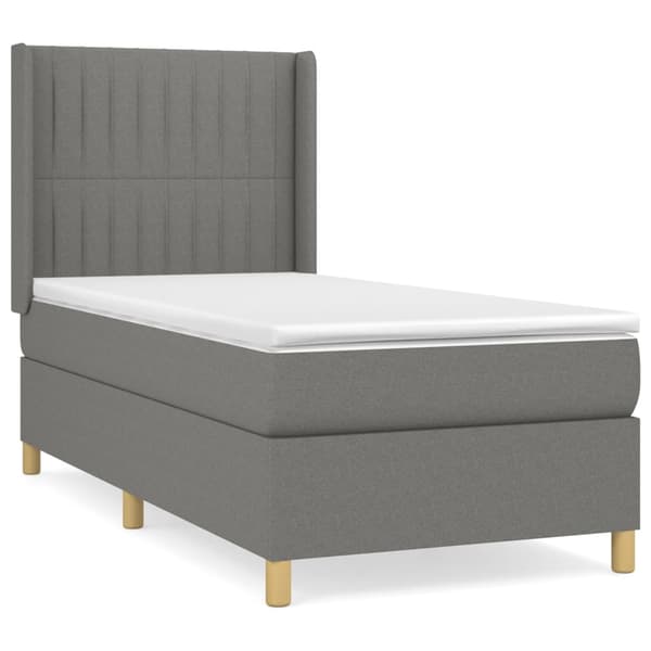 Ramsäng med madrass mörkgrå 100x200 cm tyg
