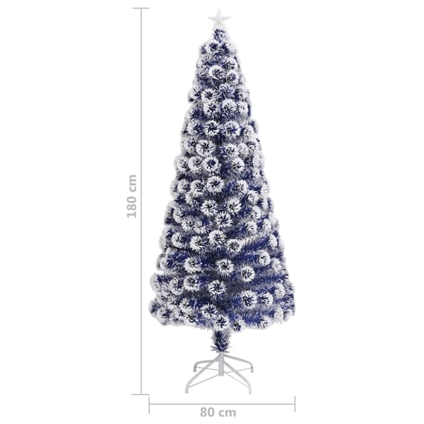 Belyst plastgran vit&blå 180 cm fiberoptik