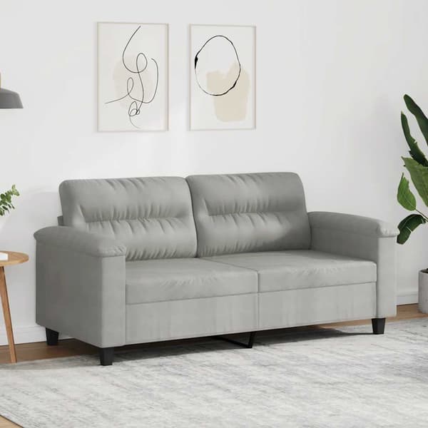 2-sitssoffa ljusgrå 140 cm mikrofibertyg