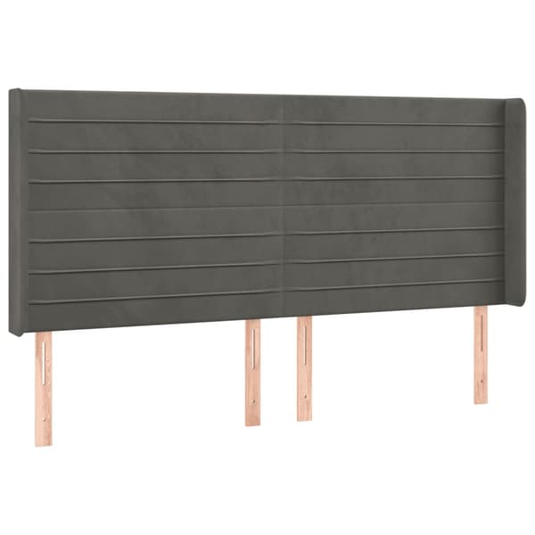 Ramsäng med madrass & LED mörkgrå 200x200 cm sammet