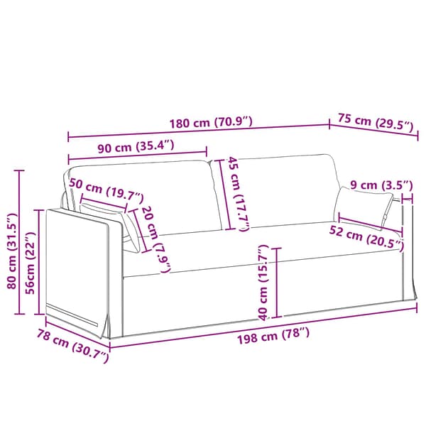 Soffa Kräm 198 x 78 x 80 cm tyg