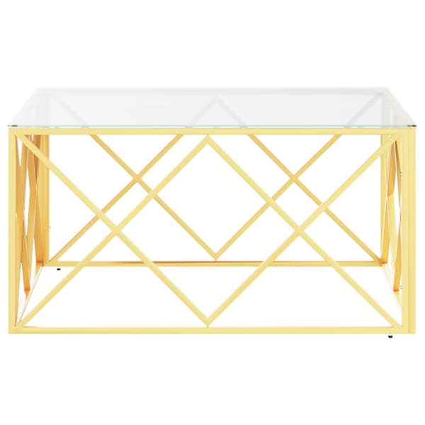 Soffbord 80x80x40 cm rostfritt stål och glas
