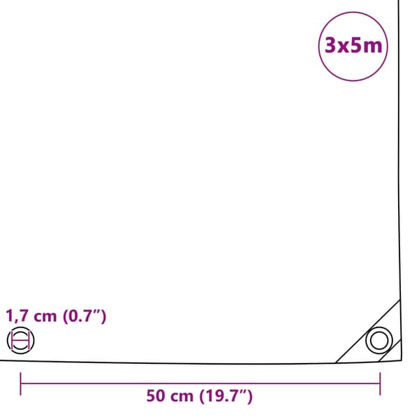 Presenning 650 g/m² 3x5 m grå