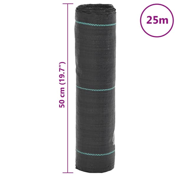 Ogräsmatta svart 0,5x25 m PP